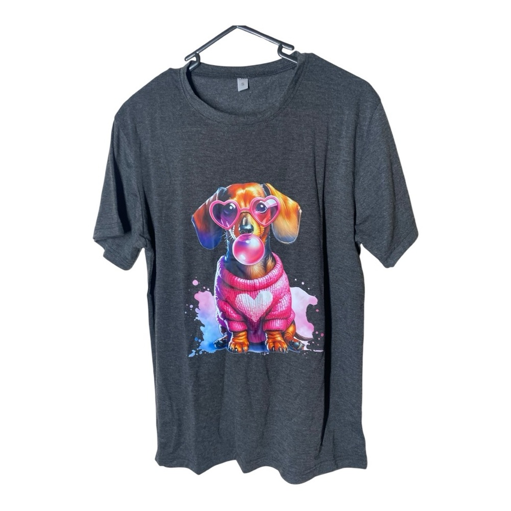 {NEW} Women's Dark Gray Dog Graphic T-Shirt Small